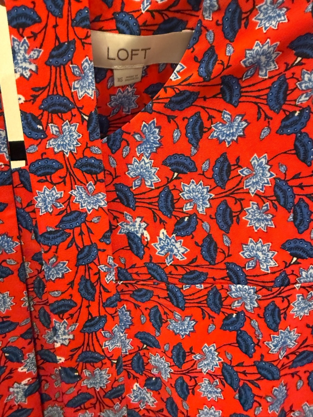 Loft Red & Blue Floral Long Sleeve Shift Dress - Picture 6 of 7